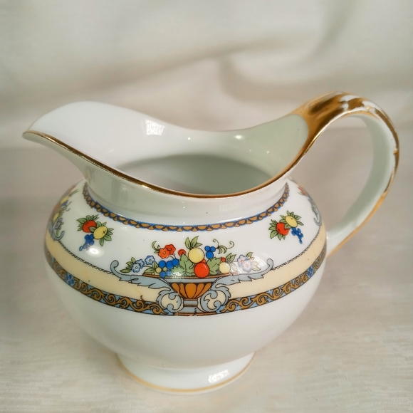 Antique Royal Bayreuth Bavaria China Creamer White multi-color fruits decor - Picture 4 of 7